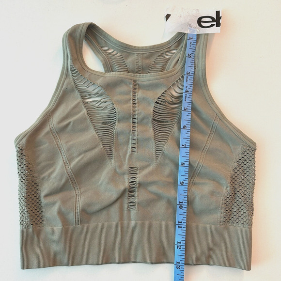 Zella Body Natura Longline Sports Bra Front Back Cutaway Green Vetiver Large - Picture 9 of 12